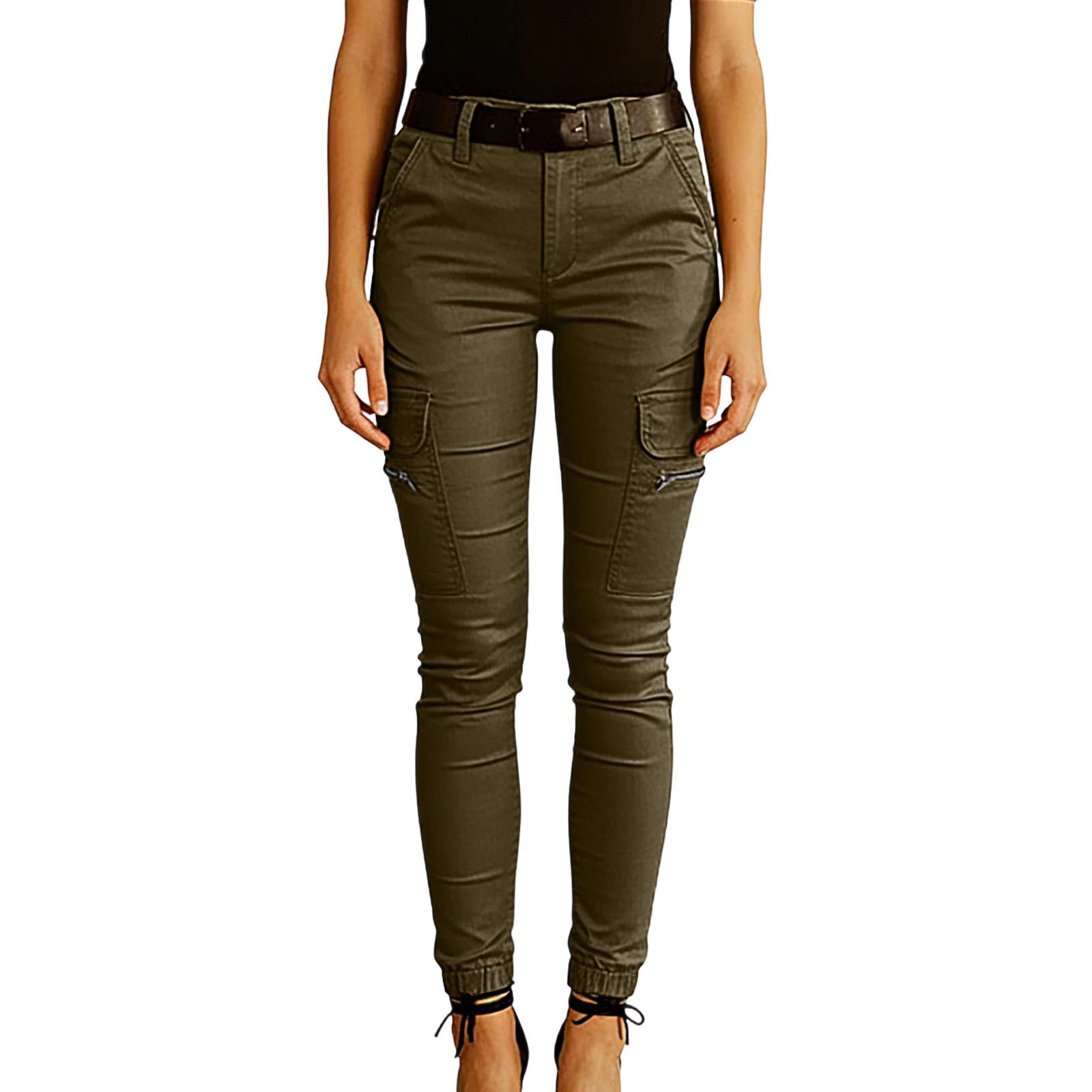 Women s  Color Pants With Button Pocket At The Waist And  Binding Work Pants L