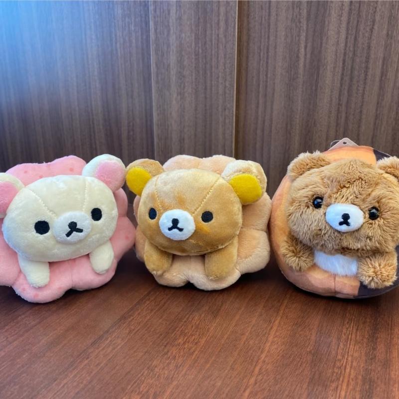 Korilakkuma Donut Plush Doll Keychain Kawaii Rilakkuma Cute Dessert Series Kiiroitori Little Chick Creative Stuffed Toy Pendant