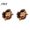 Cute Wall Decoration 2Pcs 3D Cartoon Mouse Cat Stickers Self-adhesive Nursery Decal Removable Waterproof High-Quality PVC Material Wear-resistant Easy