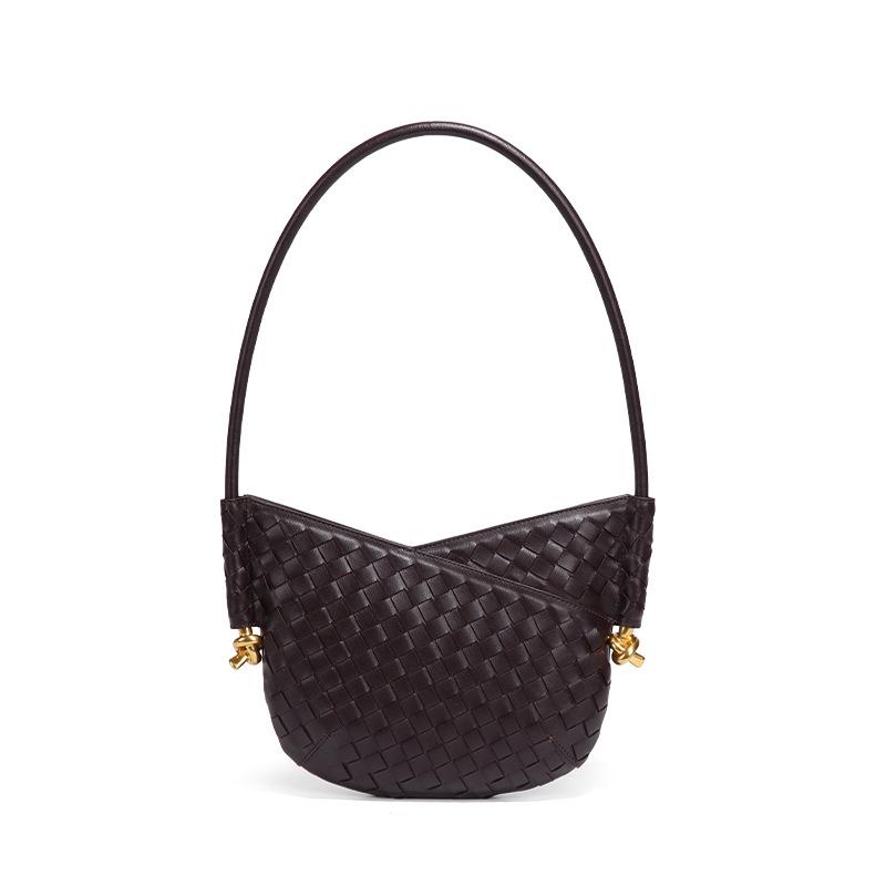 

Плетеная сумка, Женская вместительная сумка из мягкой кожи, Модная сумка для通勤 на одно плечо, Модная сумка-багет макарон