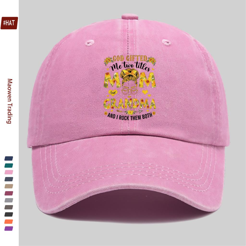 pc Sunflower Braid Print Baseball Cap with Mom And Grandma Letter Fashion Design Sun Hat Comfortable Lightweight Trucker Sun