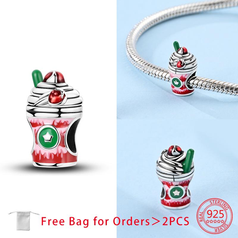 Original Food Series Charms French Fries Ice Cream Cola Cake Beads Copper Pendant Fit Bracelet For Women Diy Jewelry Gift