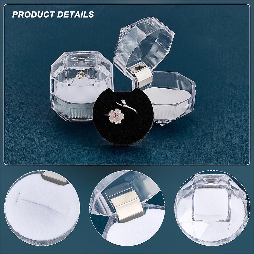 20pcs Transparent Plastic Ring Boxes Crystal Earrings Jewelry Storage Boxes Black Wedding Decor Jewelry Holder Stand