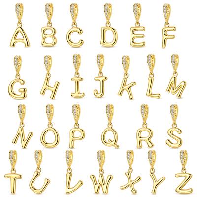 Charms de Alfabeto de Cobre Cuentas Doradas 26 Letras A-Z Colgantes Aptos para Pulsera Original de Mujer DIY Regalo de Navidad