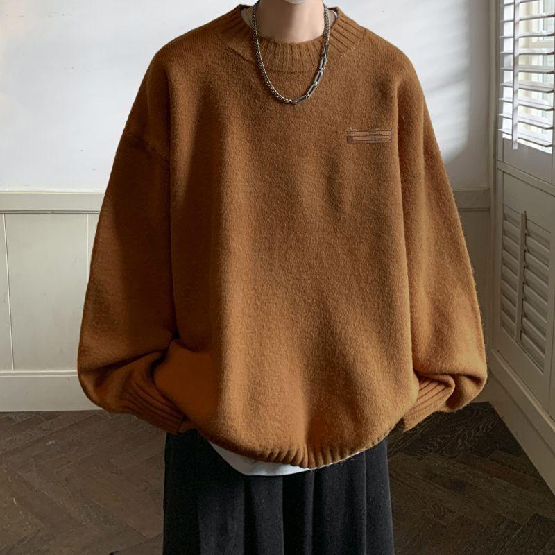 Japoński gruby sweter męski zimowy modny sweter duży rozmiar luźny sweter wewnętrzny męski top
