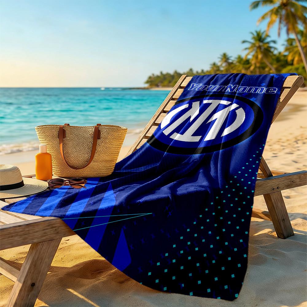 Inter Milan Personalized Text Beach Towel High Absorbency & Quick-Dry Suitable for Sports Travel Swimming Yoga Bathroom Beach And Pool