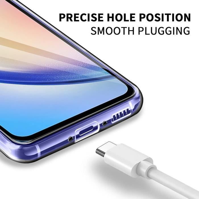 Skal för Samsung Galaxy A34 5G + 2 Härdat Glas - Förstärkt Skyddsskal Transparent Silikon