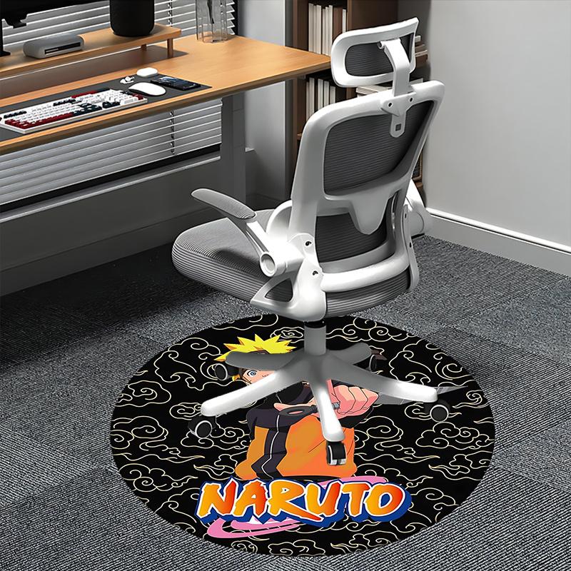 Naruto Character Print Chair mat Round Rug-Office carpet, Machine Washable, Non-slip, Suitable for Living Rooms, Bedrooms
