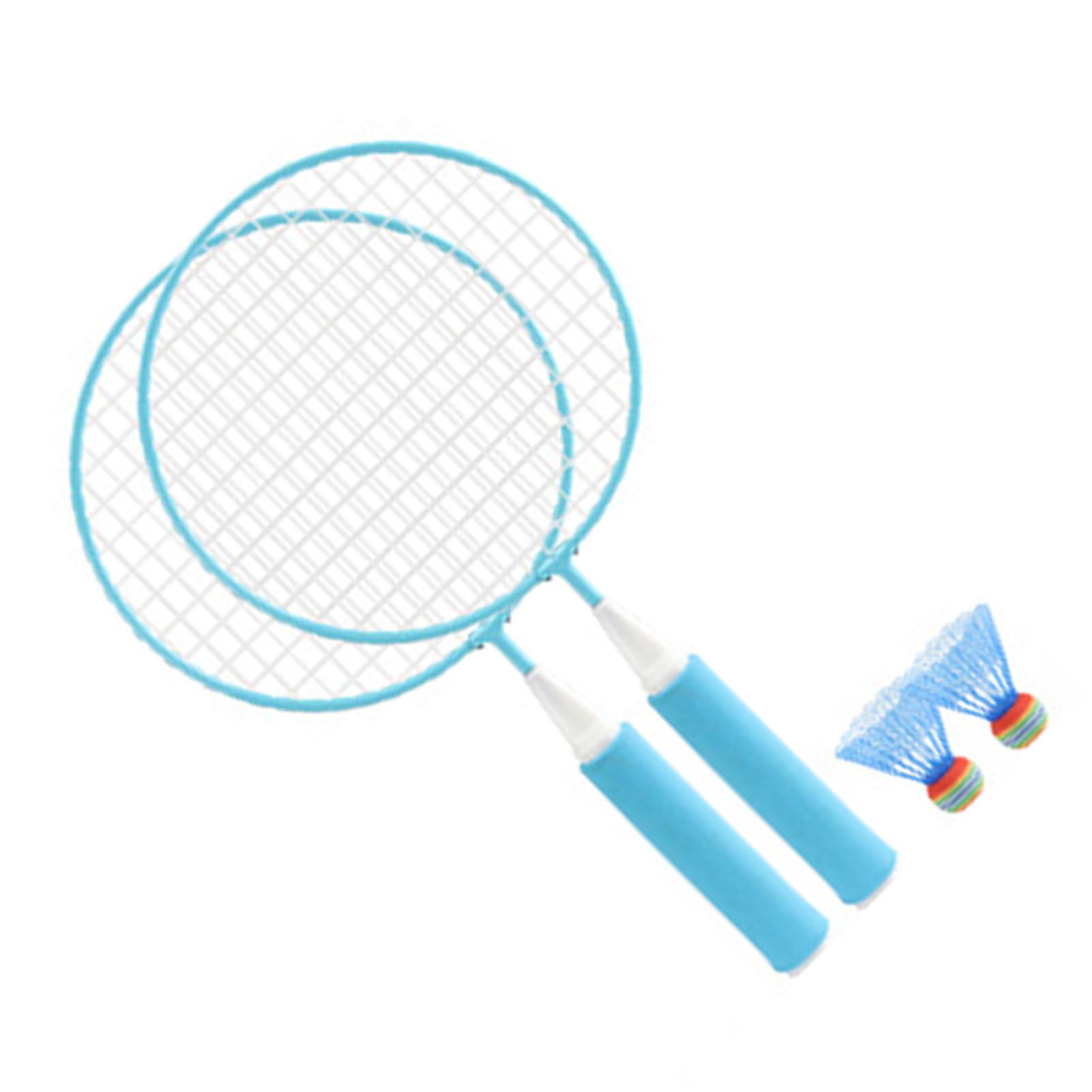 

Children Badminton Racket Set Large Mesh Soft Anti Slip Handle Comfortable Grip Kids Badminton Rackets with 2 Balls Blue синий