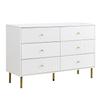 Modern 6-Drawer Chest, White Storage Chest with Zinc Alloy Handles & Steel Legs, 120×40×78cm MDF Cabinet for Bedroom, Living Room, Entryway