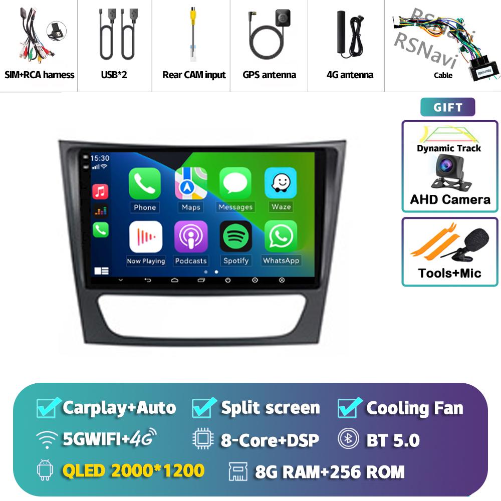 Android 14 Carplay Auto For Benz W211 Car Radio Player Multimedia stereo Navigation 4G+WIFI Head Unit DVD AI Voice 360 Camera BT