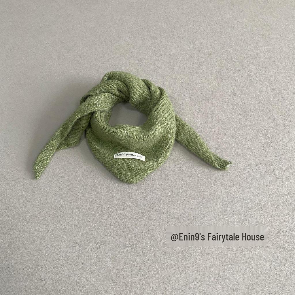 Unisex dziergany wełniany szalik dla dzieci - Ciepły, wiatroszczelny, z wzorem skrzyżowanego trójkąta na jesień i zimę