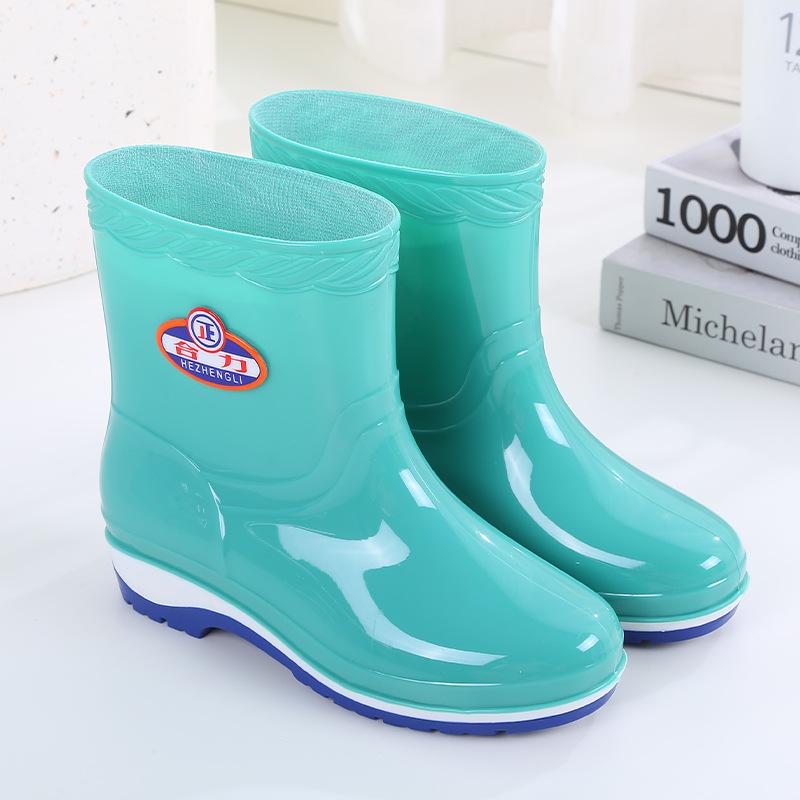 Short tube fashion rain shoes women's winter velvet adult warm rain boots waterproof shoes wear-resistant kitchen rubber shoes non-slip