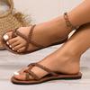 Mezzo Casual Flat Sandals Women's Spring New Woven Foot Pullover Beach Shoes Large Size Slippers