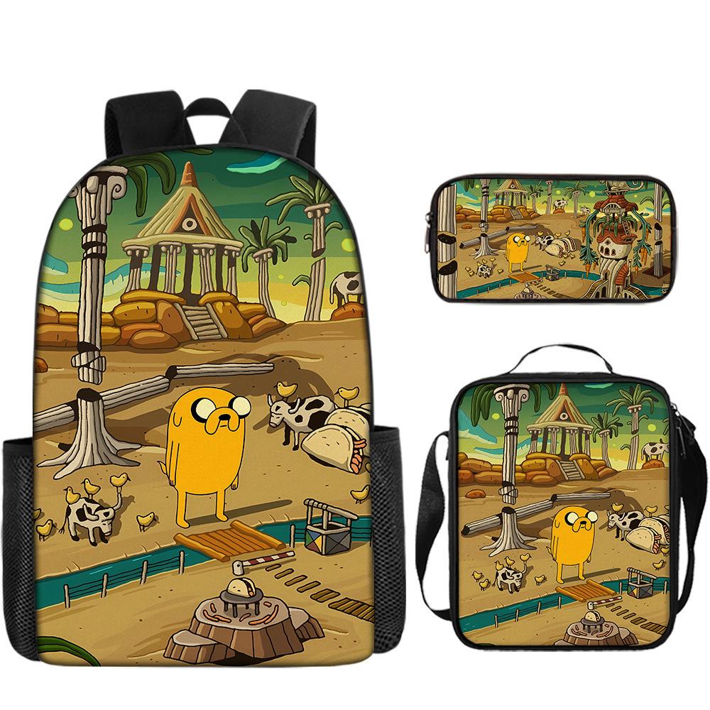 Adventure Time Backpack Set 3-Piece Comic Bookbag Shoulder Bag Pencil Case