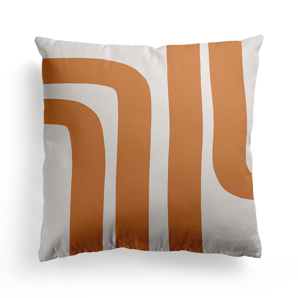 New Nordic Orange Geometric Pillowcase Floral Print Peach Leather Fleece Home Pillow Cushion Cover