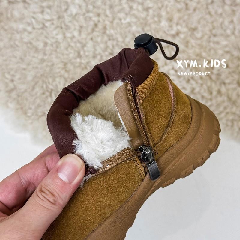 Kids Winter Snow Boots Boys Girls Faux Suede Warm Lined Ankle With Rubber Sole