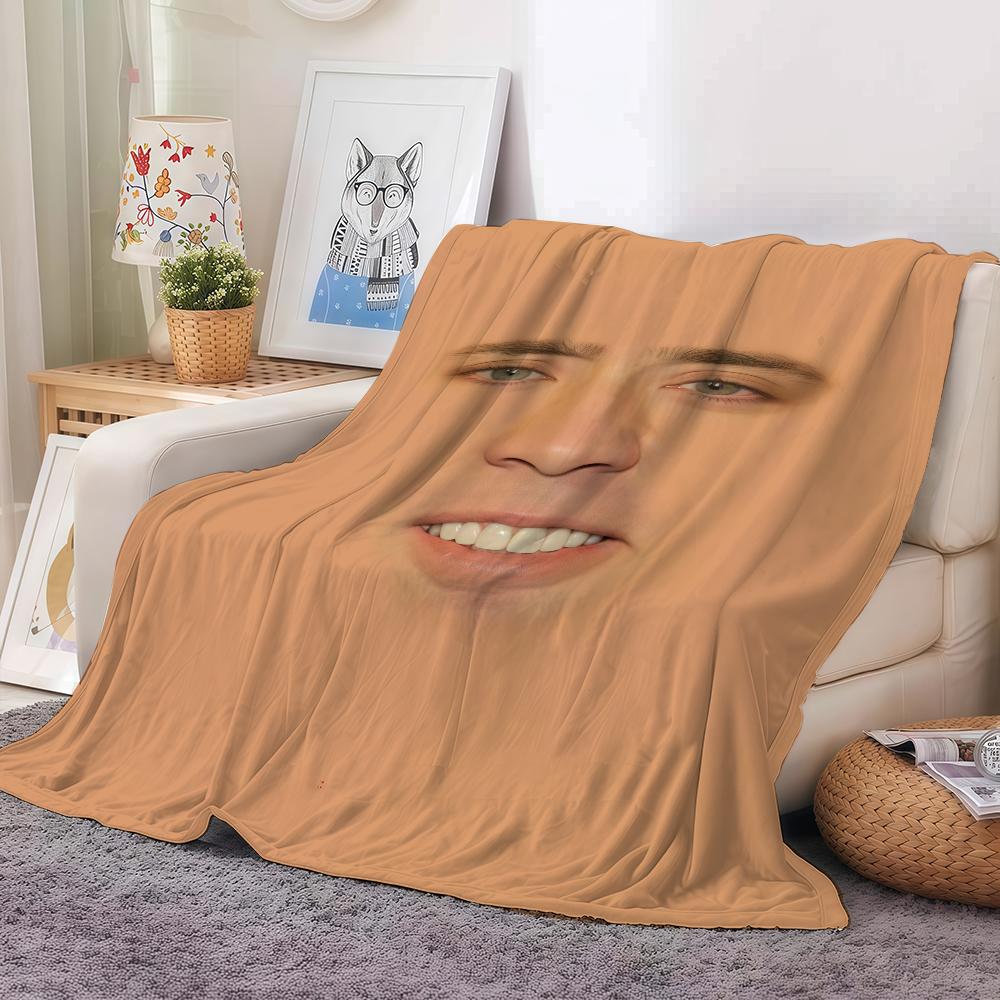 Lustiger Druck N-Nicolas C-Cage Decke Für Sofa Büro Bett Flugzeug Reisen Schlafen Lesen Entspannen Camping Weich Und Warm