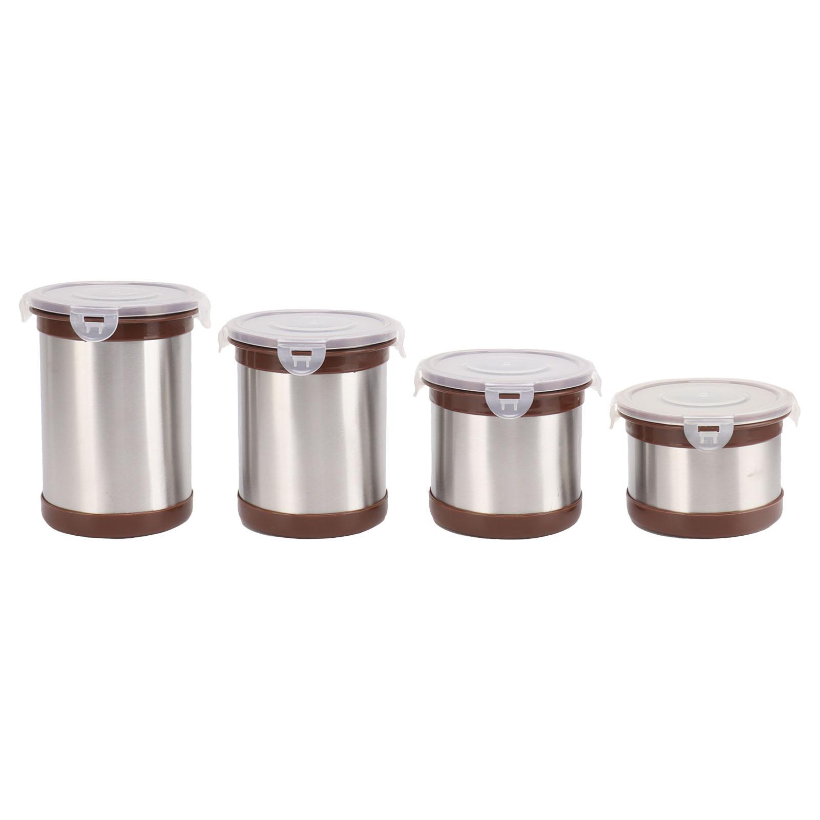 4Pcs Stainless Steel Coffee Milk Powder Storage Container Jar Food Sealed Jar for Tea Nut L