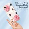 For iPhone 16e Case White and Pink Flower Pattern Printing Straight Edge TPU Phone Back Cover