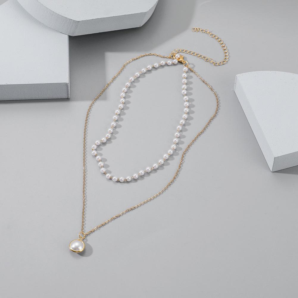 Women's Necklace Simple Style Double-deck Elegant Small Pearl Necklace