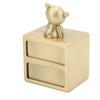 Tooth Box Metal Cute BearShape Storage Case with 2 Drawers for Children Growth Memorial Gift Jewelry Collection(Green Patina )