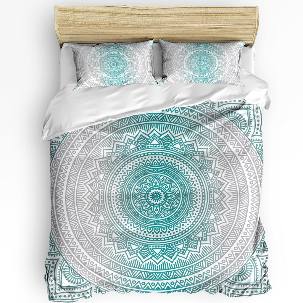 Breathable Soft Double Mandala Gradient Bohemian Flower With Pillow Case Custom 3pcs Bed Home Textile Quilt