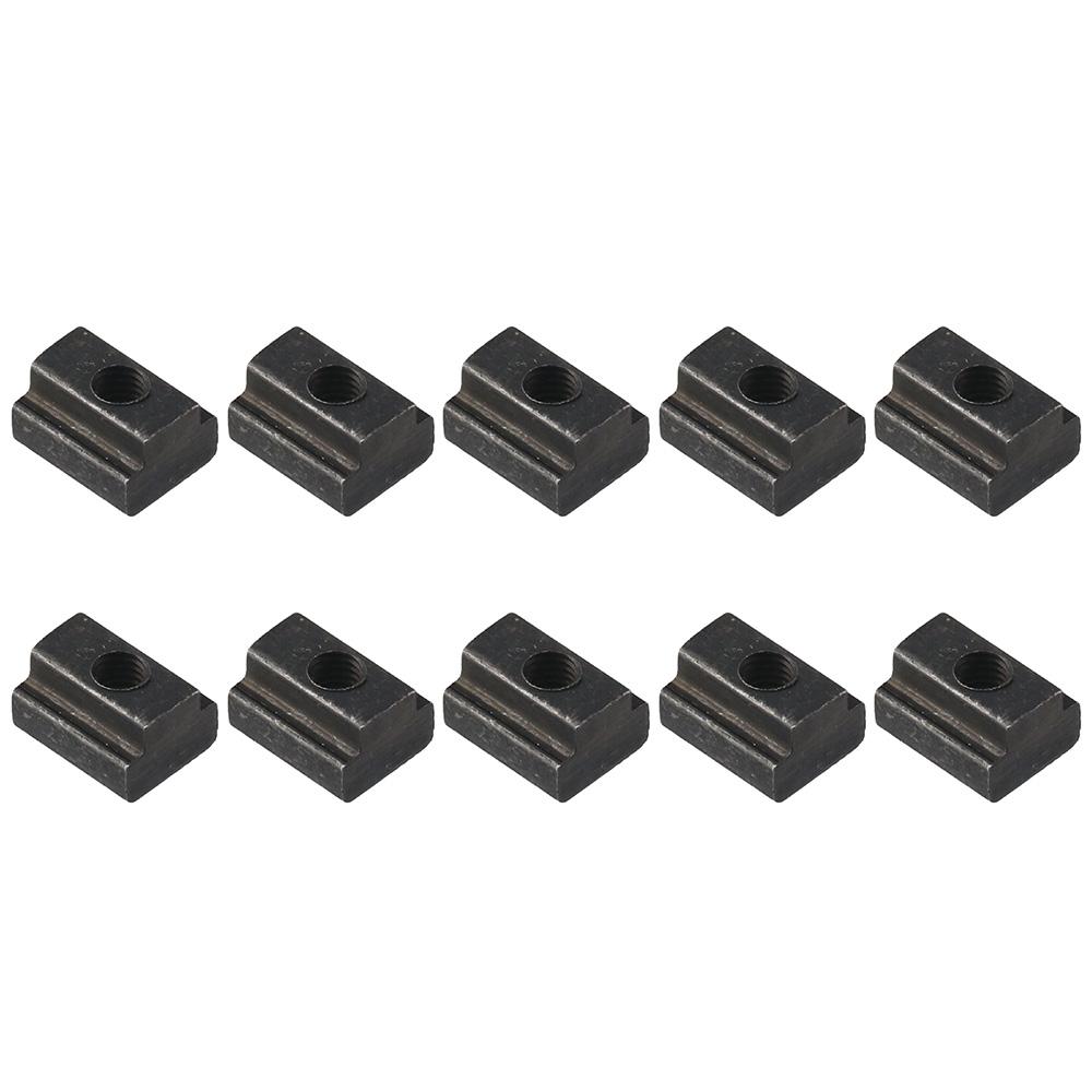 10Pcs Durable M6 M8 M10 M12 T Slot Nuts Carbon Steel Black Oxide Finish Tapped Through Slot Nuts Furniture Nuts