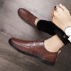 Brown Comfortable and Versatile Men's Leather Shoes Lace Up Minimalist Style Male Wedding Party Office Business Casual Shoes