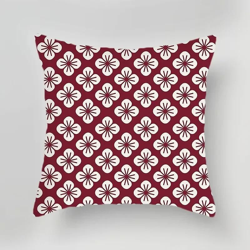 Red Plaid Simple Printed Pillowcase Office Sofa Cushion Cover Luxury Home Decoration Cushion Cover