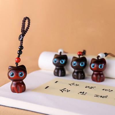 Lucky Blessing Charm Sandalwood Key Chains Keychain Components Wood Car Keyring Jewelry Findings