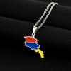 Unique Armenia Map Necklace Stainless Steel Armenia Flag Pendant Necklace Chain Necklace Perfect Gift for Men and Women