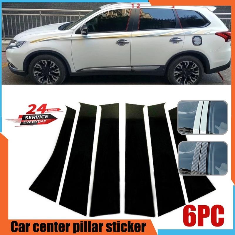 6Pcs Car Door Window Pillar Posts Trim Covers Sticker For Mitsubishi Outlander 2013 2014 2015 2016 2017 2018