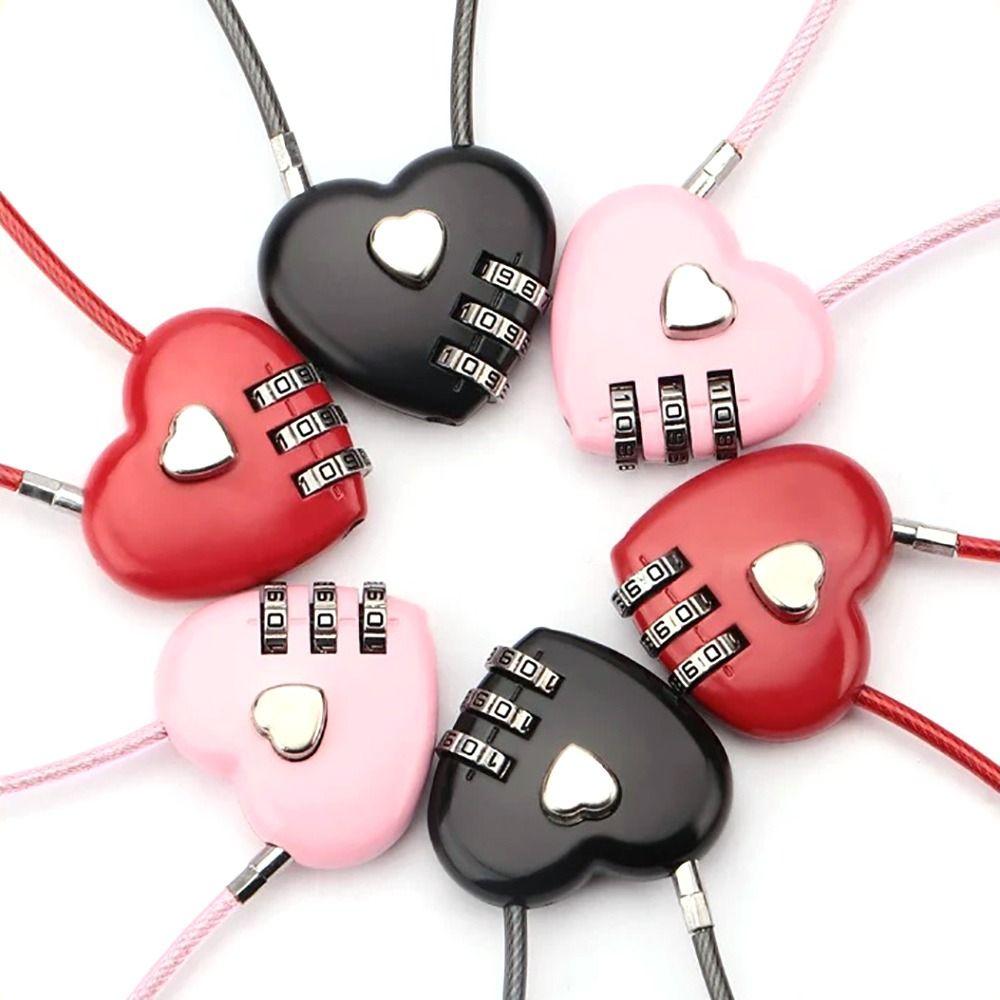 Valentine's Day Heart Style Love Password Lock 3 Digit Password Password Code Padlock Padlock Schoolbag