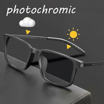 Blue Light Blocking Discoloration Glasses Men Women Ultralight TR90 Alloy Optical Frame Eyeglasses Square Computer Eyewear