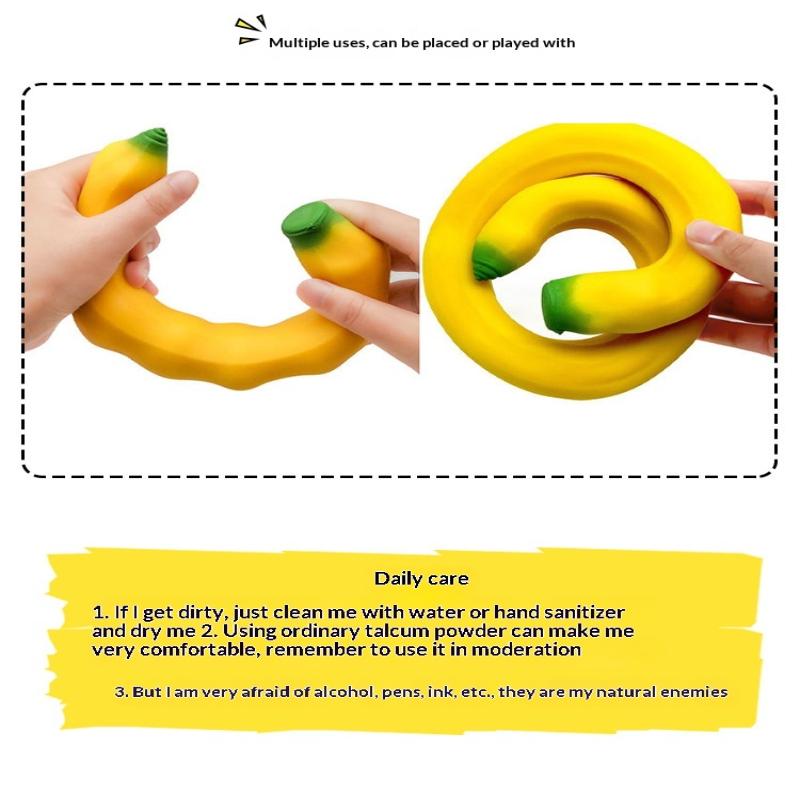 

1Pc Simulated Banana Squishy Toy Slow Rising Soft Squeeze Stress Ball Novelty Sensory Fidget Toy For Anxiety Relief