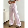 New Summer Striped Straight Trousers  Casual  Versatile  Lace-up  Fashionable  Loose  Wide-legged for Women