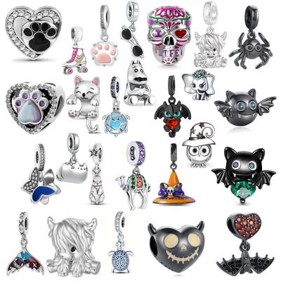 Europe Copper Animal Charm Fit Original Bracelet Jewelry Pendant Paw Cat Butterfly Bead Turtle Dragon Dangle
