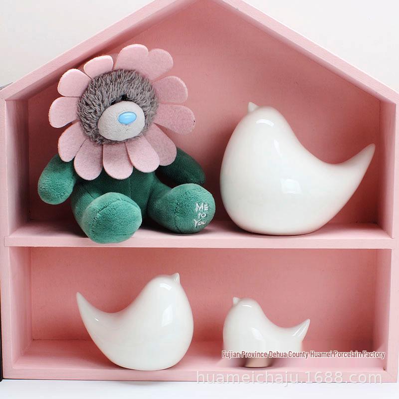 Nordic Dove: White Ceramic Bird Ornament for Room or Bedroom Decor Small White Bird