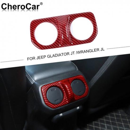 Red Carbon Rear Air Condition Vent Outlet Cover Trim for Jeep Wrangler 2018+