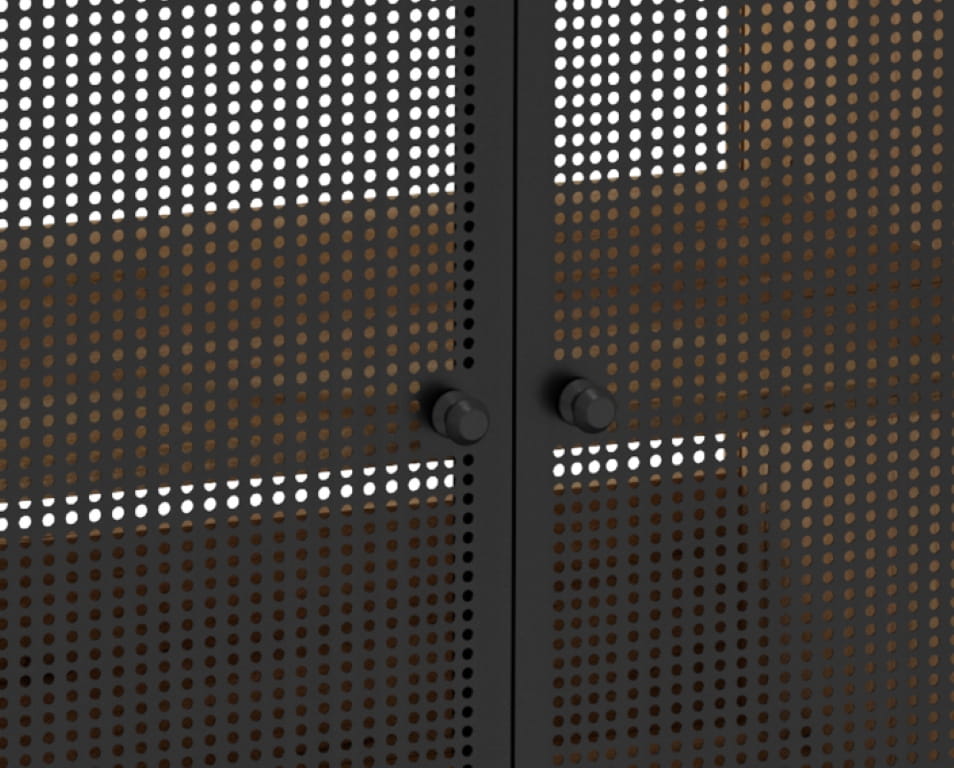 80x70cm standing cabinet on metal legs, black laminated board, Fiora