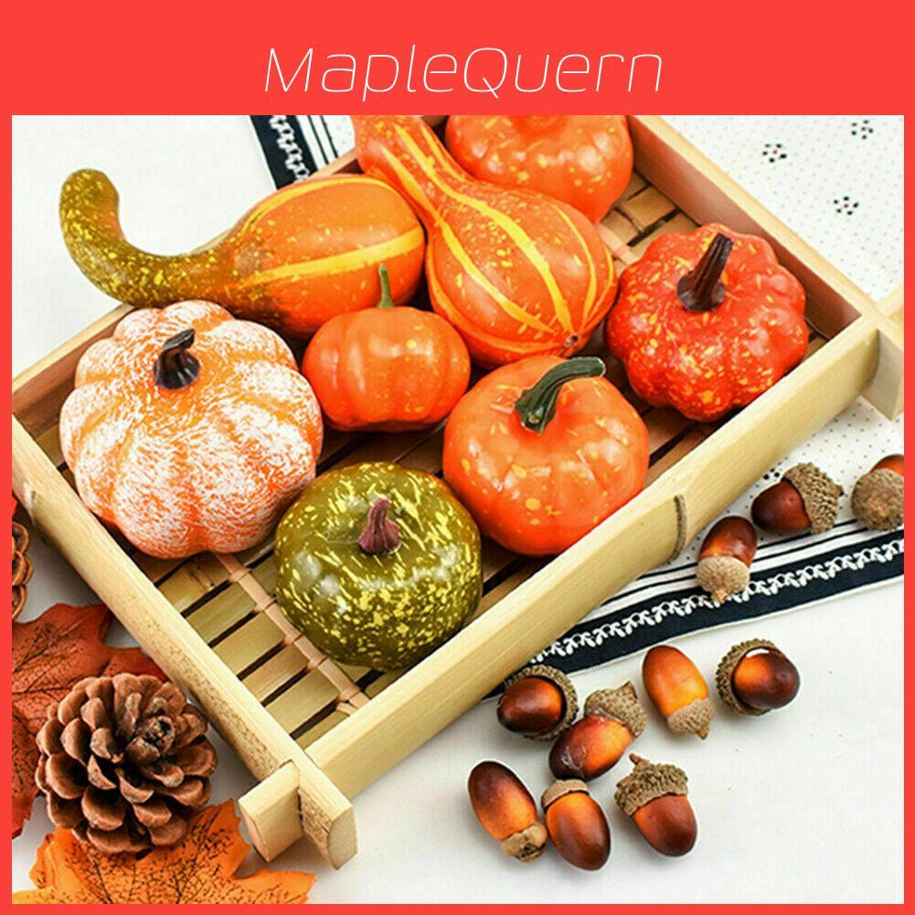 Exquisite Halloween Artificial Foam Pumpkin Set With Realistic Pine Cone Props