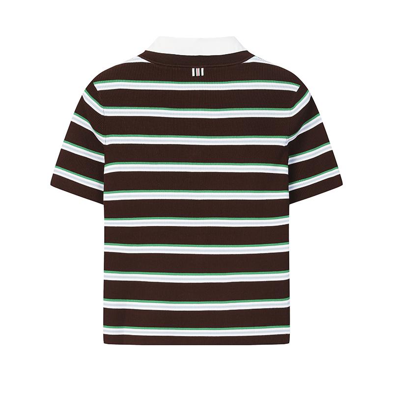FILA Heritage Color Block Striped Vintage Polo Knit Top Women tops F11W638411FZA