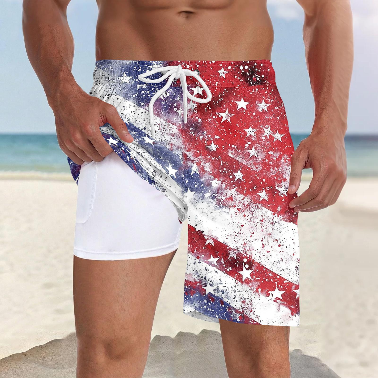 Men s Swim Quick-dry Beach Casual Swimming Trunks (With Pockets) XL