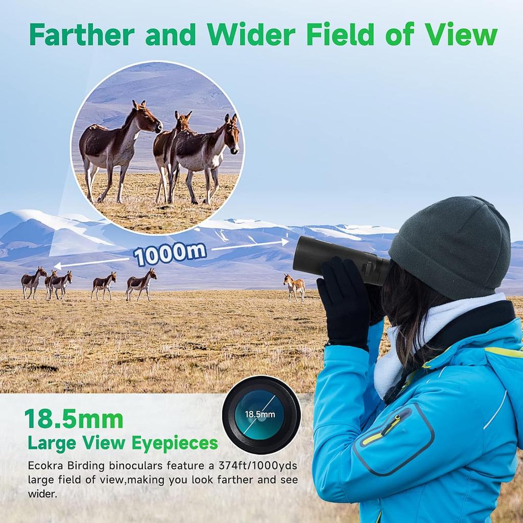 12x42 HD Binoculars for Adults, High Power Binoculars with Tripod Phone Adapter, Waterproof Compact Binoculars for Bird Watching Hunting Stargazing,
