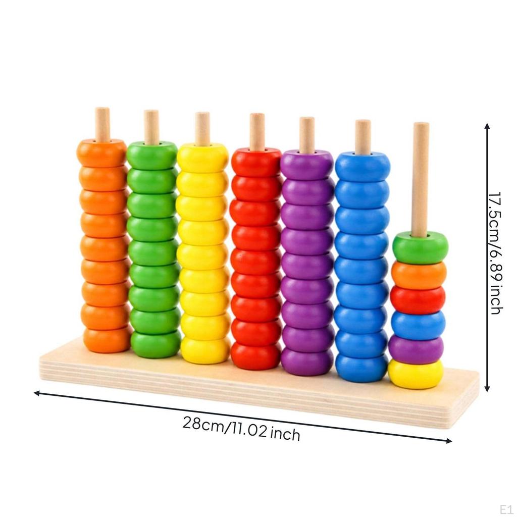 Bead Counting Frame Educational Wooden Abacus Multicolored with Beads for