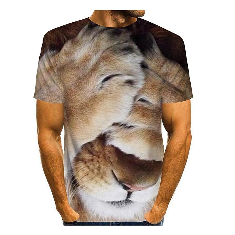 Men's Graphic Animal Lion Paw Shirt T Shirt Tee Short Sleeve T Shirt 3D Print Round Neck Shirt
