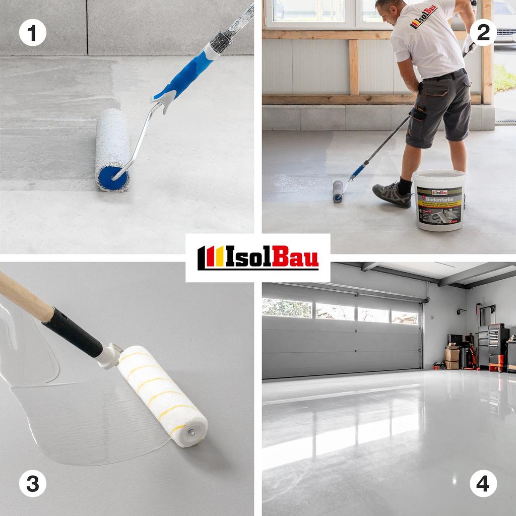 IsolBau 2K Resin Floor Paint for Concrete Bodenbeschichtung 12kg Stone Gray