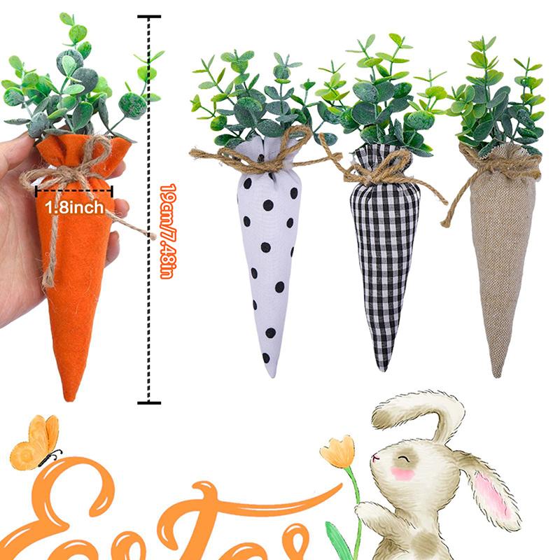 

{Summer2} 4Pcs Easter Carrot Toy Artificial Fabric Carrot Rustic Nonwoven Stuffed Carrot For Farmhouse Easter Baskets Decor