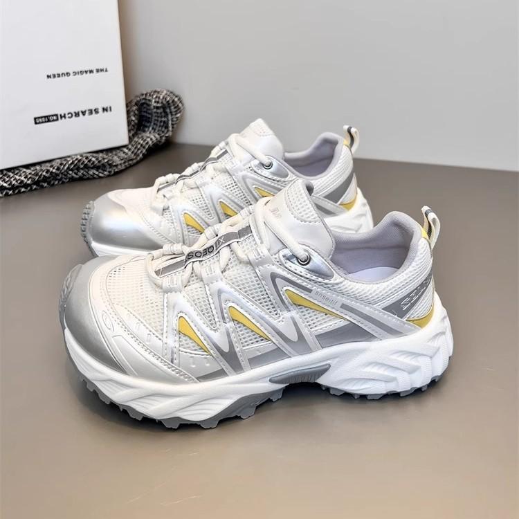 Leather Thin Mesh Outdoor Sports Shoes Women's 2025 Summer New Thick-soled, Lightweight and Breathable Versatile Head-shaking Dad Shoes